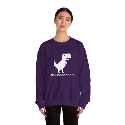 Funny Dinosaur No Connection Sweatshirt, Unisex Crewneck, Gamers Gift, Perfect for Tech Lovers and Online Students, Birthday Gift, Everyday