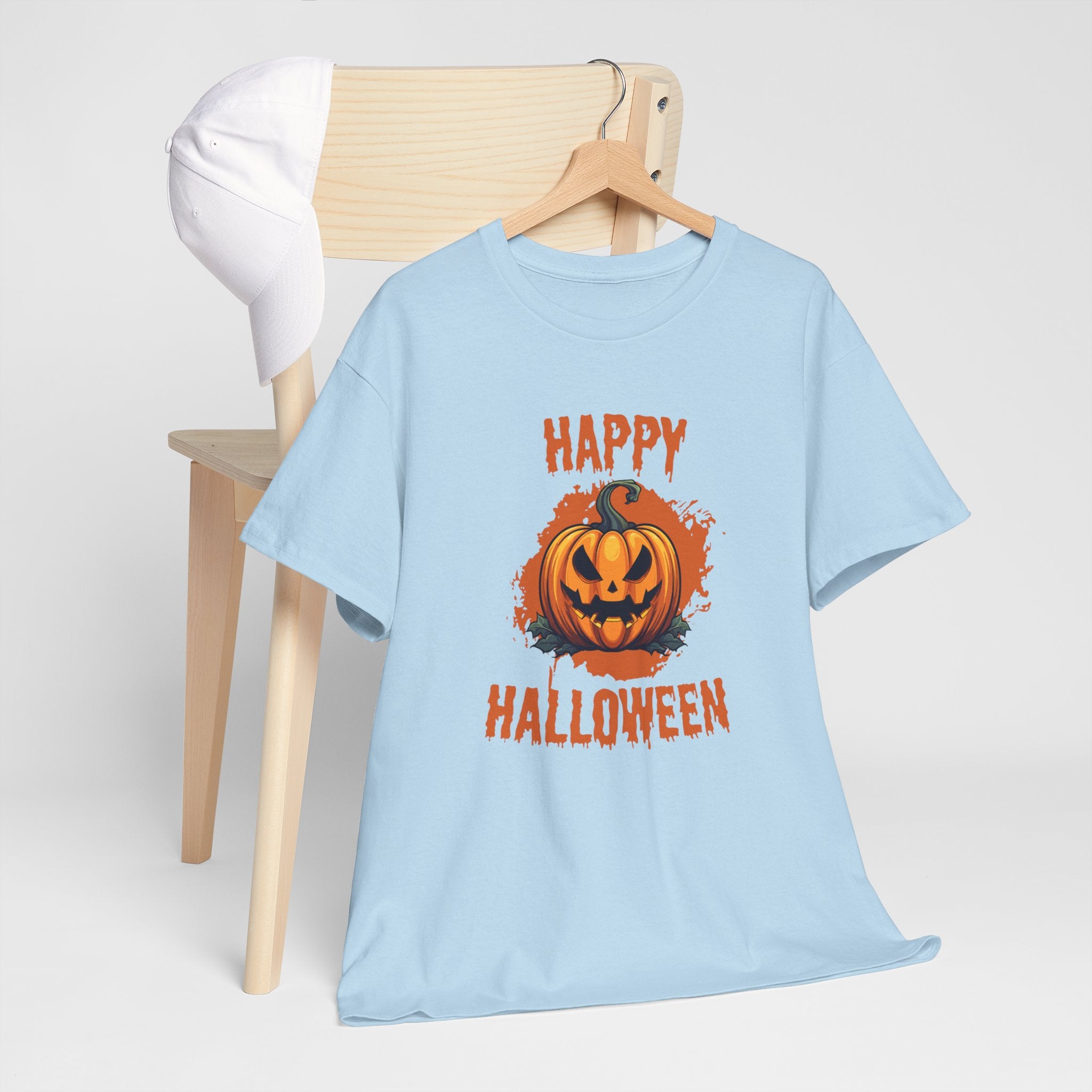 Halloween Unisex Heavy Cotton Tee, Spooky Pumpkin Graphic, Fall Festival Shirt, Halloween Party Top, Casual Autumn Apparel