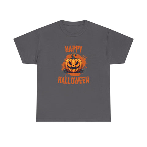 Halloween Unisex Heavy Cotton Tee, Spooky Pumpkin Graphic, Fall Festival Shirt, Halloween Party Top, Casual Autumn Apparel