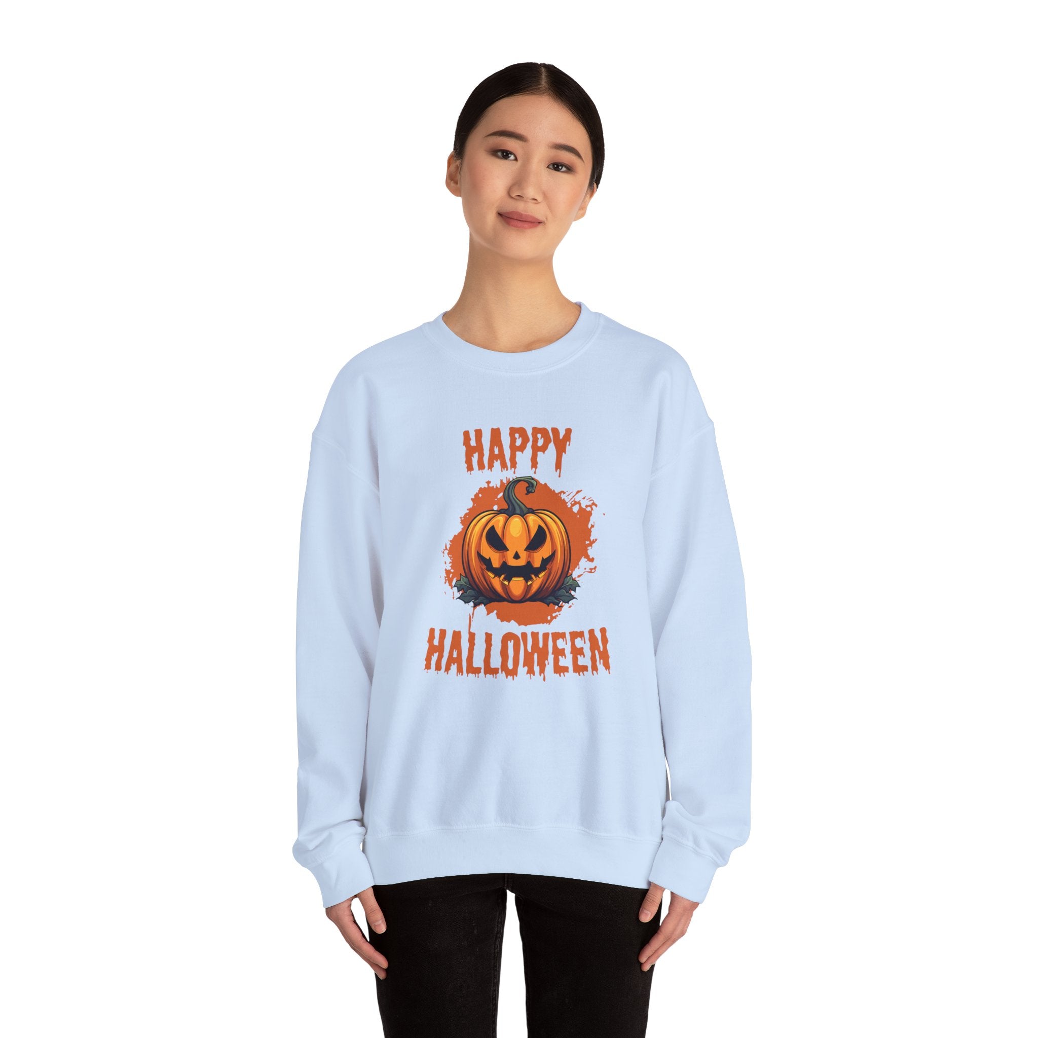Halloween Pumpkin Crewneck Sweatshirt, Cozy Fall Sweater for Halloween, Unisex Sweatshirt, October Celebration Apparel