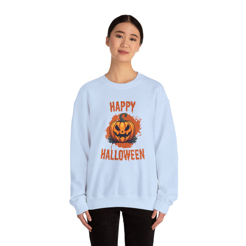 Halloween Pumpkin Crewneck Sweatshirt, Cozy Fall Sweater for Halloween, Unisex Sweatshirt, October Celebration Apparel