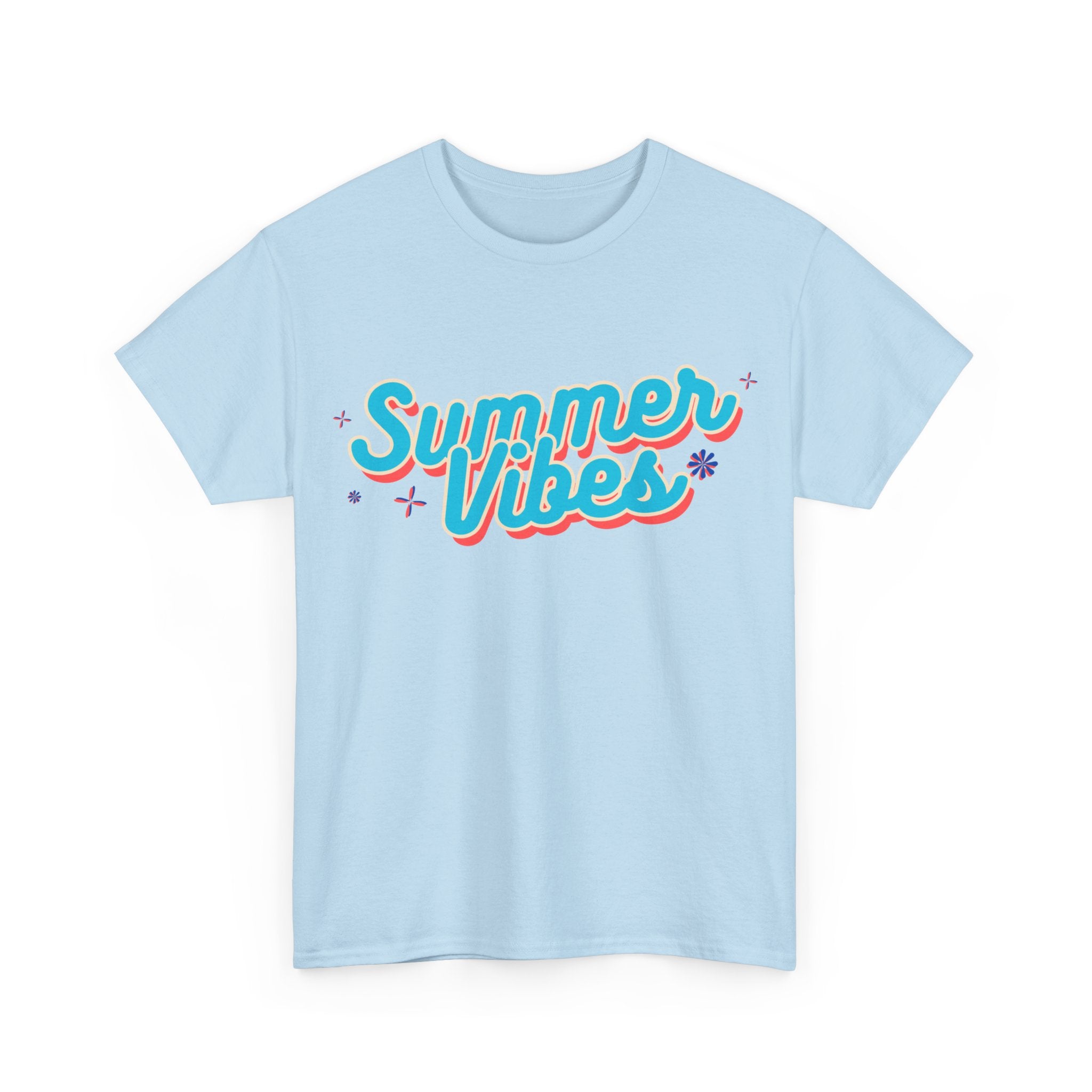 Summer Vibes Unisex Heavy Cotton Tee, Casual Summer Shirt, Beachwear, Gift for Friends, Vacation Essential, Fun Tee