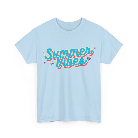Summer Vibes Unisex Heavy Cotton Tee, Casual Summer Shirt, Beachwear, Gift for Friends, Vacation Essential, Fun Tee