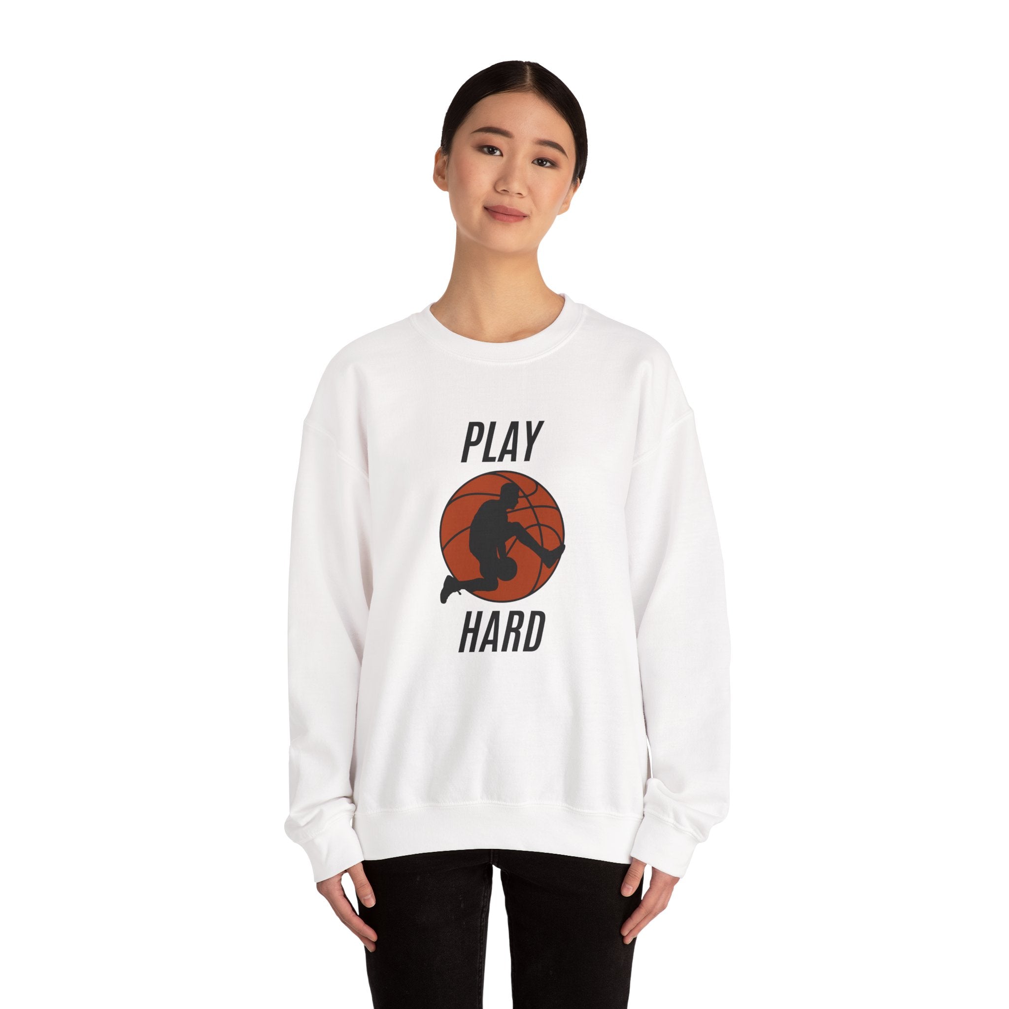 Play Hard Basketball Crewneck Sweatshirt, Unisex Sportswear, Active Lifestyle Sweatshirt, Perfect for Athletes and Coaches