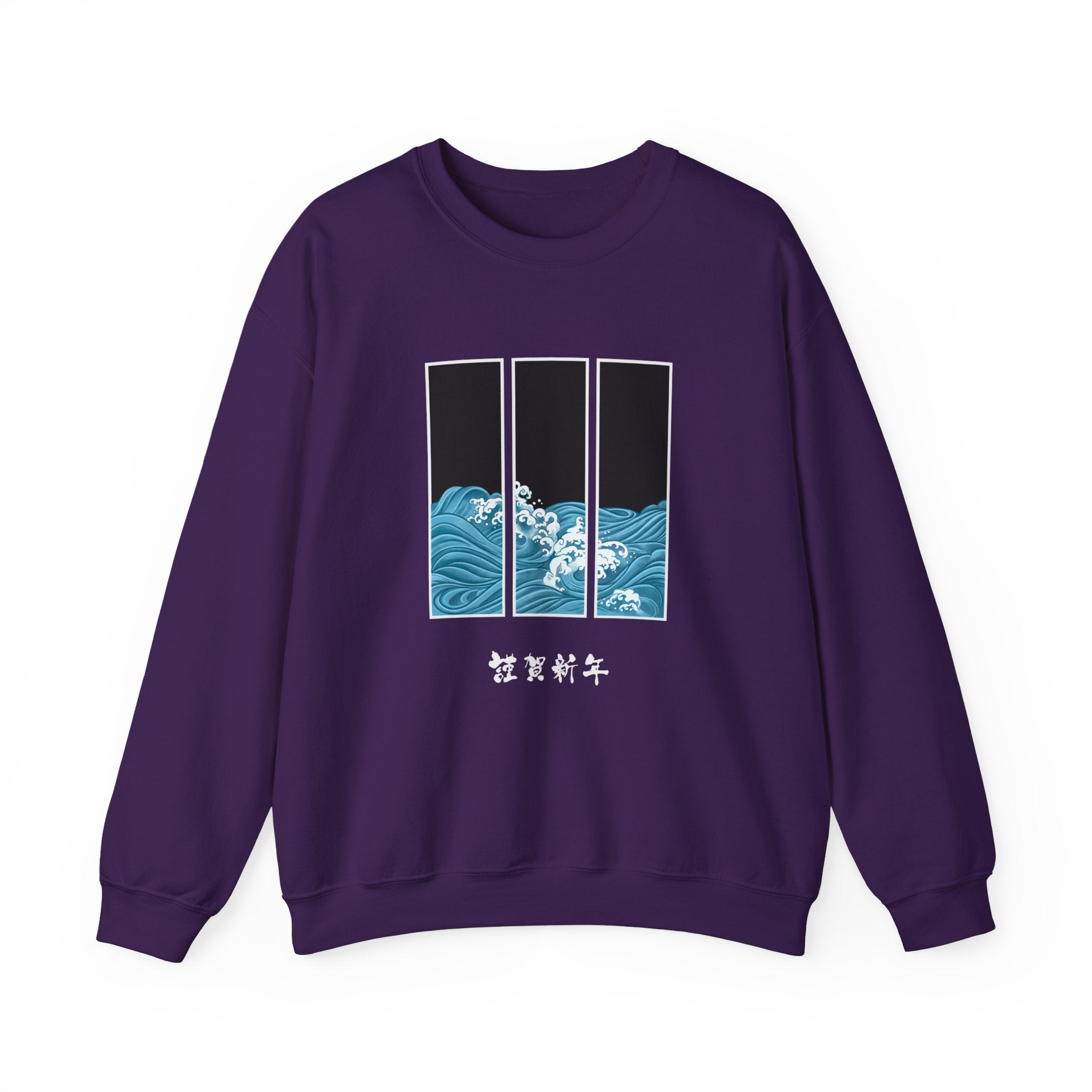 Japanese inspired Wave Art Unisex Crewneck Sweatshirt - Cozy Ocean Vibes, Perfect for Beach Lovers, Casual Wear, Summer Fashion