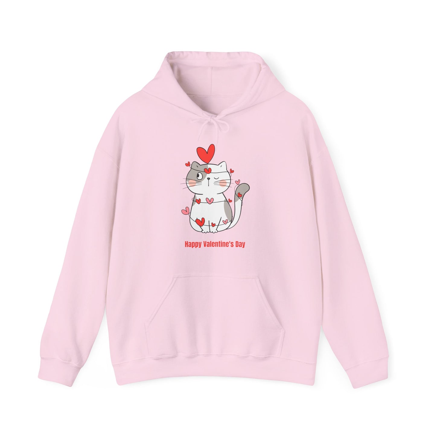 Cute Cat Valentine's Day Hoodie, Unisex Sweatshirt for Pet Lovers, Cozy Gift, Valentine's Day Apparel, Cat Lover Hoodie, Heart Design