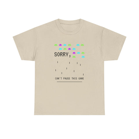 Retro Gamer Unisex Heavy Cotton Tee, Sorry Can't Pause This Game Shirt, Casual Wear T-Shirt, Fun Gaming Tee