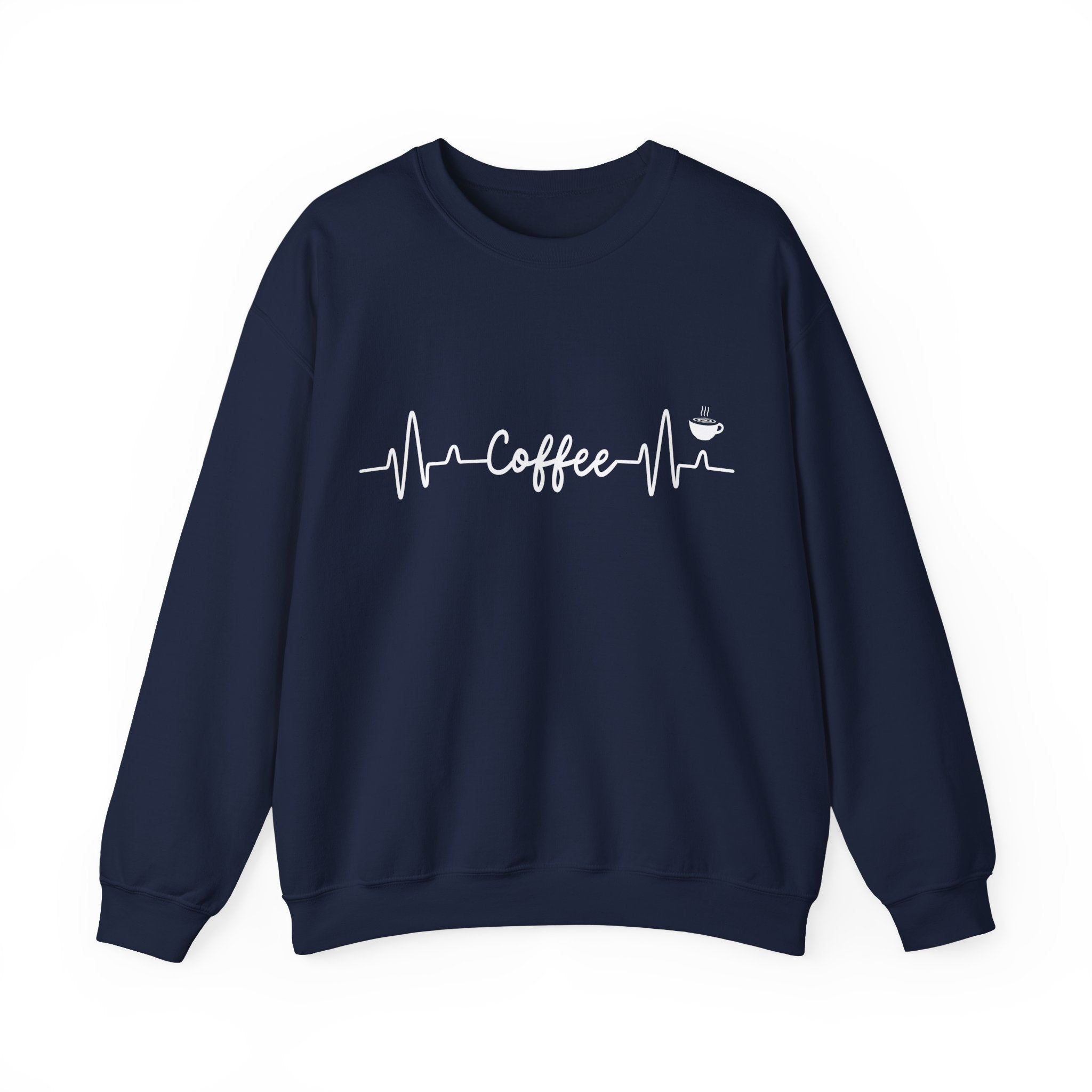 Coffee Heartbeat Crewneck Sweatshirt, Cozy Gift for Coffee Lovers, Unisex Pullover, Casual Wear, Perfect for Gifting