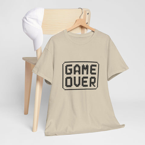 Game Over Unisex Heavy Cotton Tee, Retro Gamer Shirt, Video Game T-Shirt, Casual Gaming Apparel