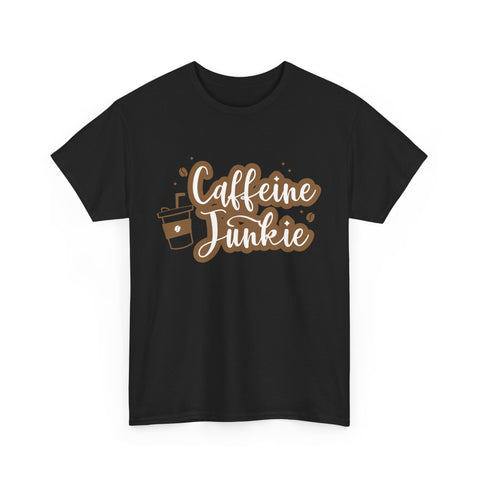 Caffeine Junkie Unisex Heavy Cotton Tee, Coffee Lover Shirt, Gift for Baristas, Comfortable Casual Wear, Daily Essentials