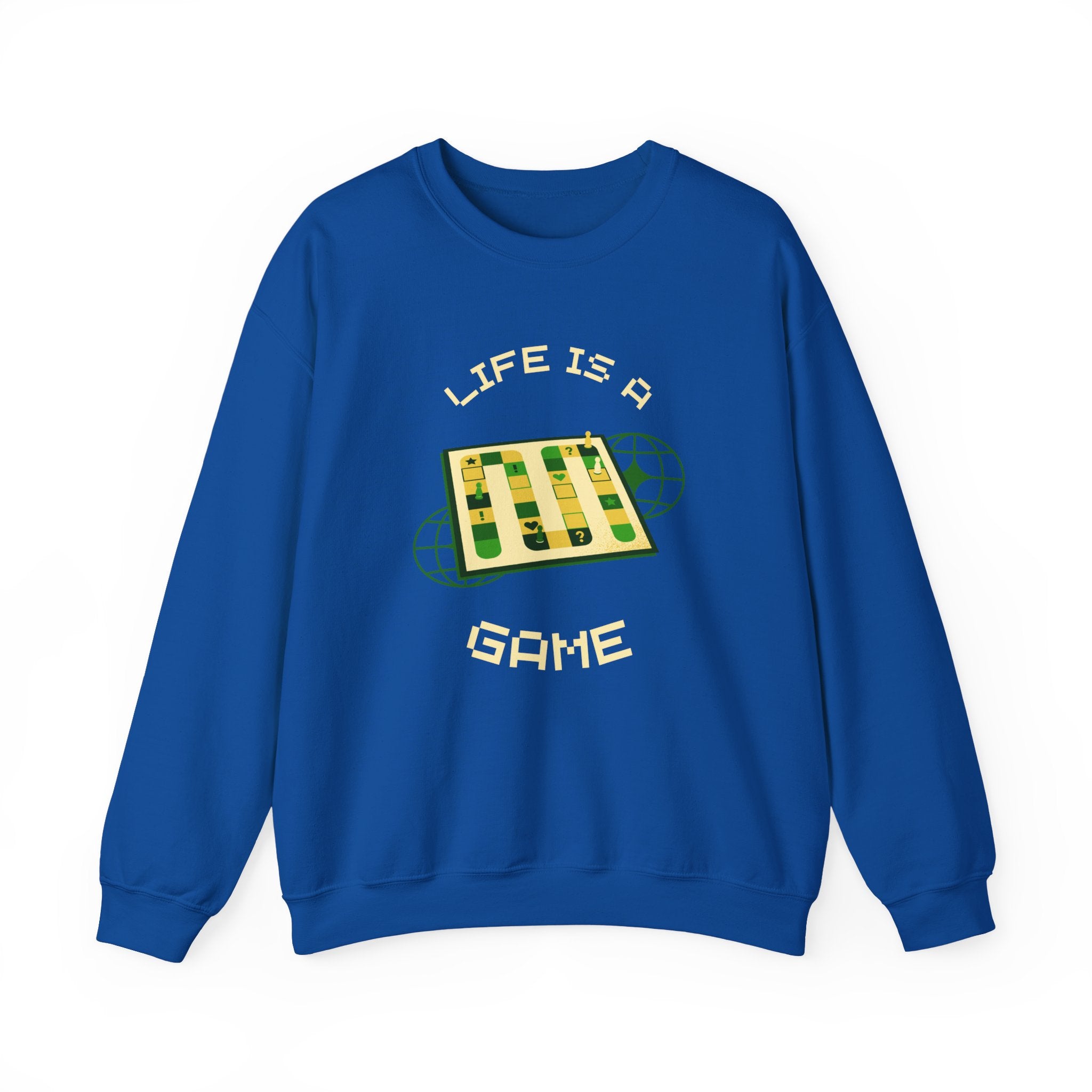 Game Board Life Is a Game Crewneck Sweatshirt, Casual Fun Gaming Sweatshirt