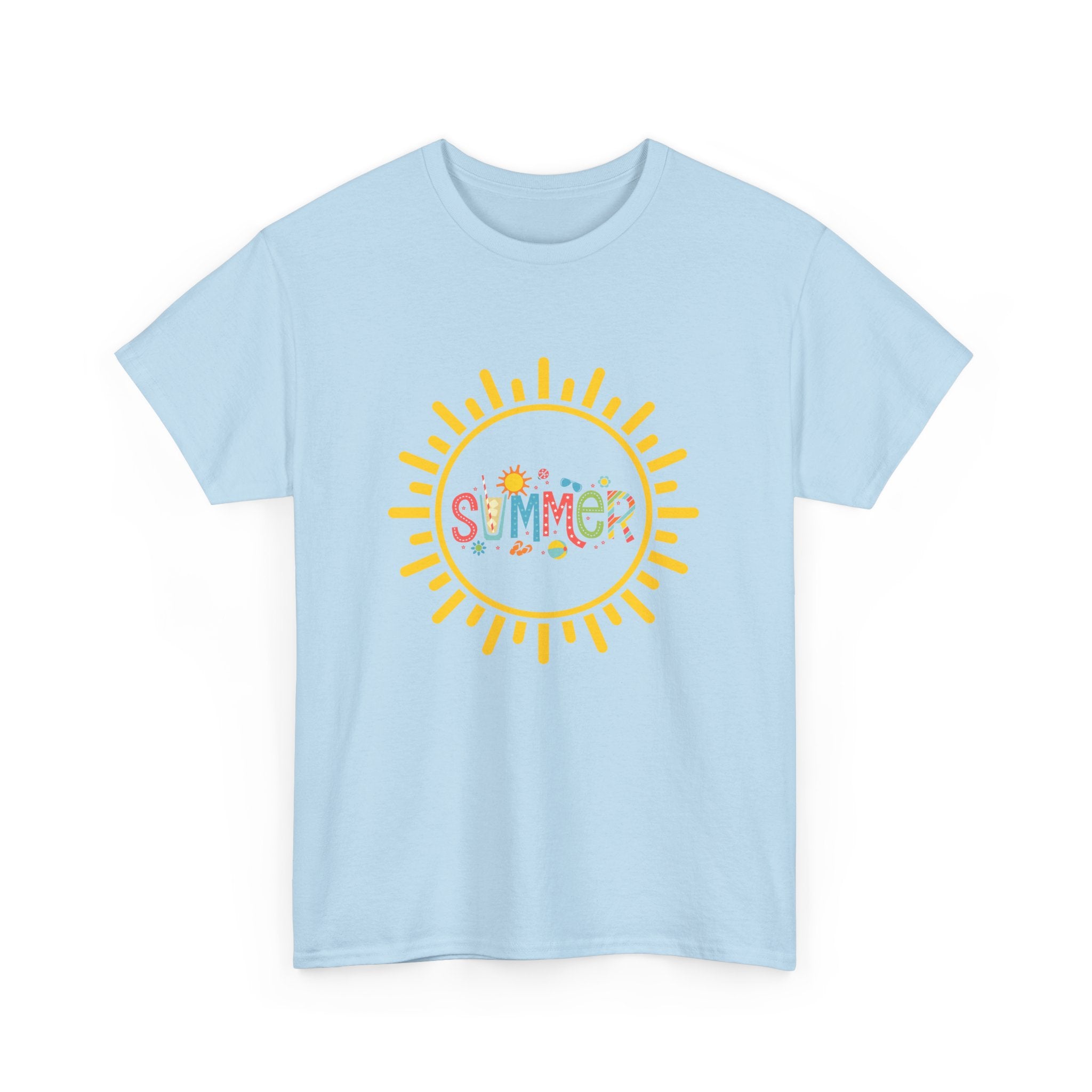 Summer Vibes Unisex Heavy Cotton Tee, Casual Summer Shirt, Retro Sunshine Tee