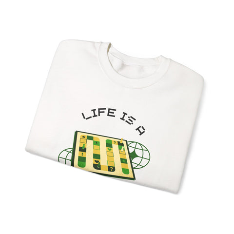 Game Board Life Is a Game Crewneck Sweatshirt, Casual Fun Gaming Sweatshirt