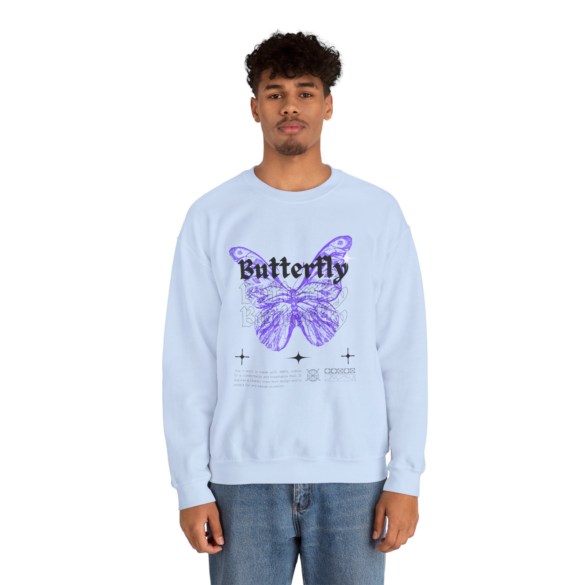 Butterfly Graphic Crewneck Sweatshirt, Unisex Sweatshirt, Cozy,Streetwear Fashion, Spring Wardrobe Essential, Butterfly Lover's Gift