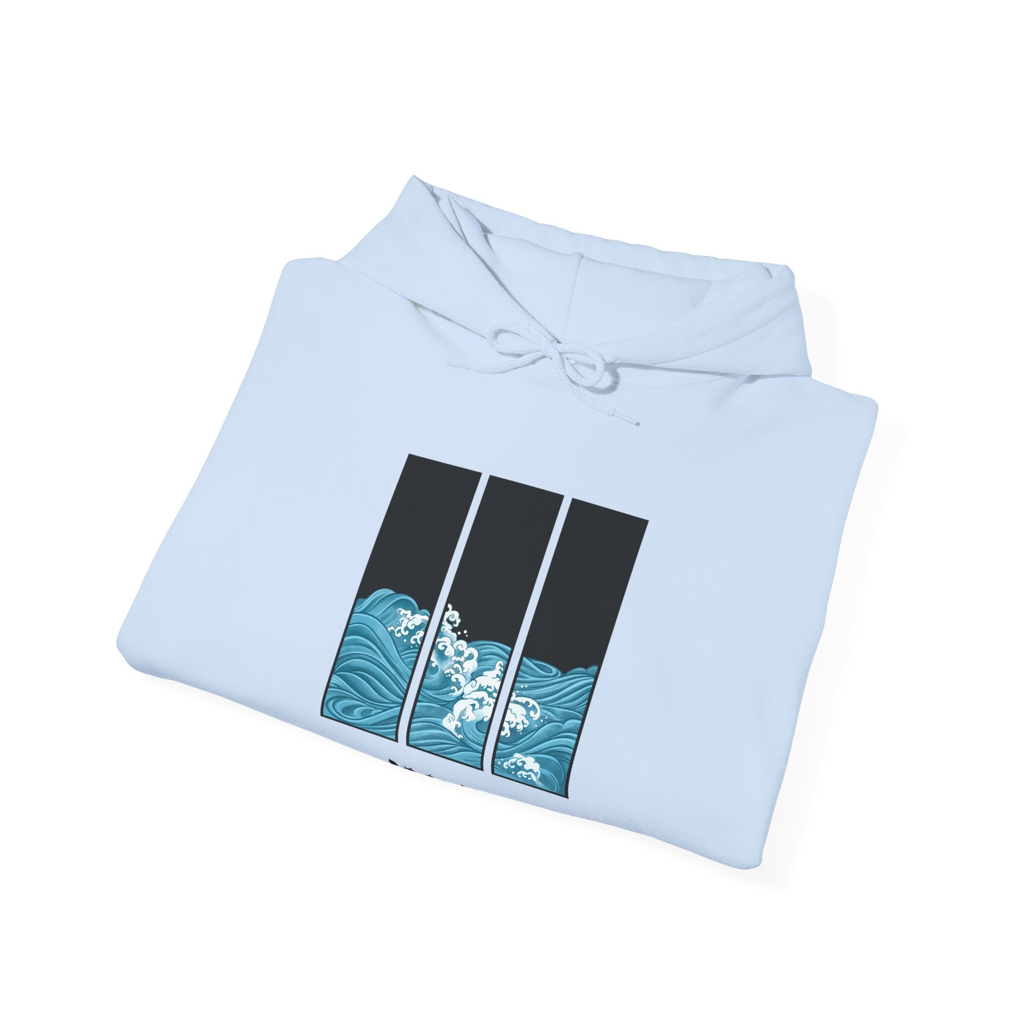 Japanese Inspired Ocean Waves Graphic Hoodie - Relaxed Vibe, Perfect for Beach Lovers, Unisex Gift for Sea Enthusiasts, Casual Summer Outfit