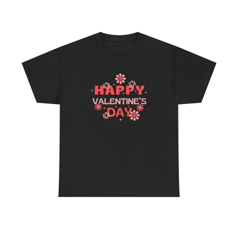 Happy Valentine's Day Unisex Heavy Cotton Tee, Romantic Gift, Casual Wear, Love T-Shirt, Seasonal Fashion, Self-Love Apparel