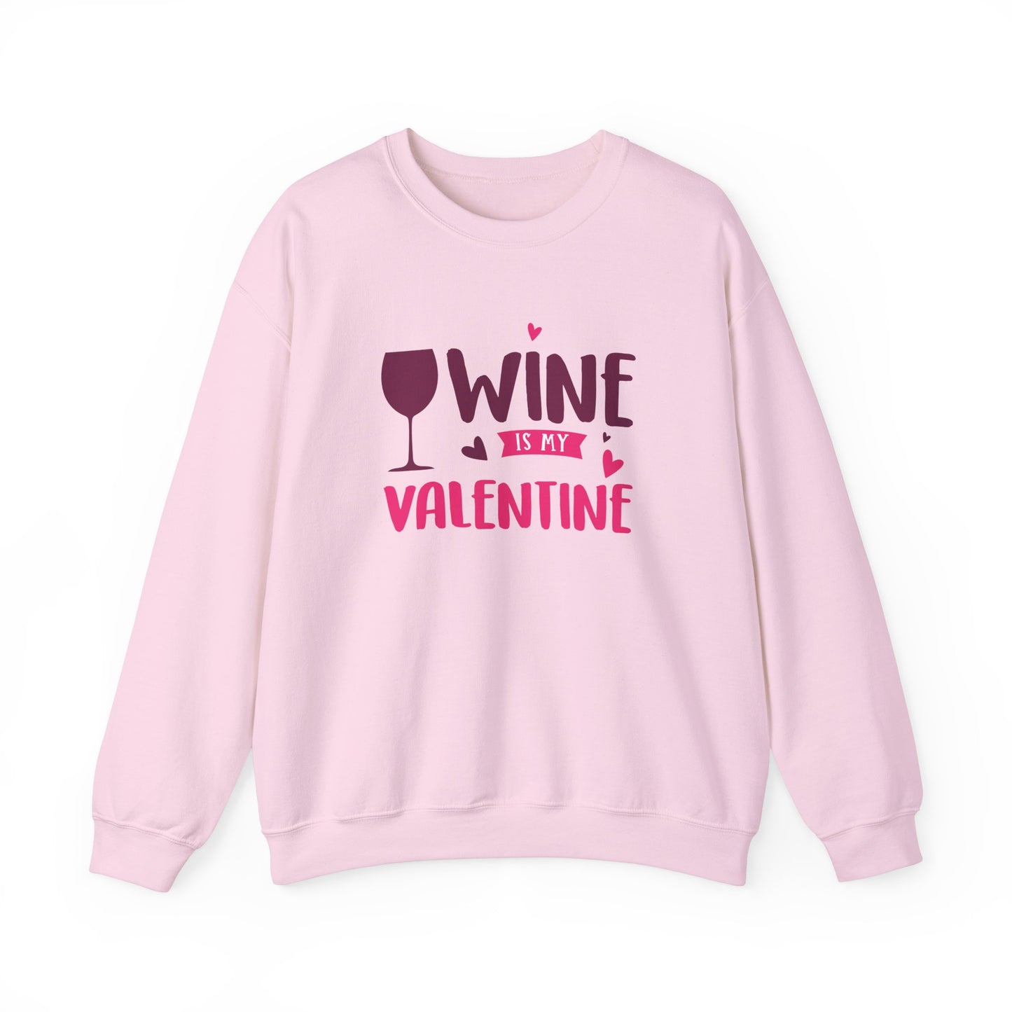 Wine is My Valentine Sweatshirt | Cozy Valentine's Day Gift, Cute Couples Apparel, Funny Wine Lover Sweater, Unisex Crewneck