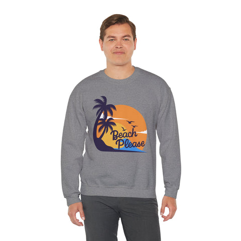 Beach Please Sweatshirt, Unisex Crewneck for Summer Vibes, Perfect for Vacations, Gifts, and Beach Days