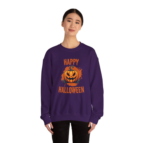 Halloween Pumpkin Crewneck Sweatshirt, Cozy Fall Sweater for Halloween, Unisex Sweatshirt, October Celebration Apparel