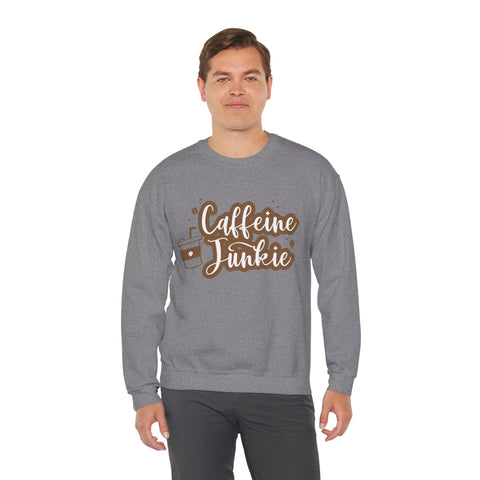 Caffeine Junkie Crewneck Sweatshirt | Cozy Gift for Coffee Lovers, Perfect for Fall, Everyday Wear, Casual Style, Gift for Her