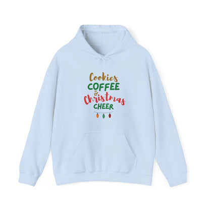 Cookies Coffee & Christmas Cheer Hoodie, Holiday Sweatshirt, Winter Apparel, Cozy Gift, Seasonal Wear, Festive Fashion