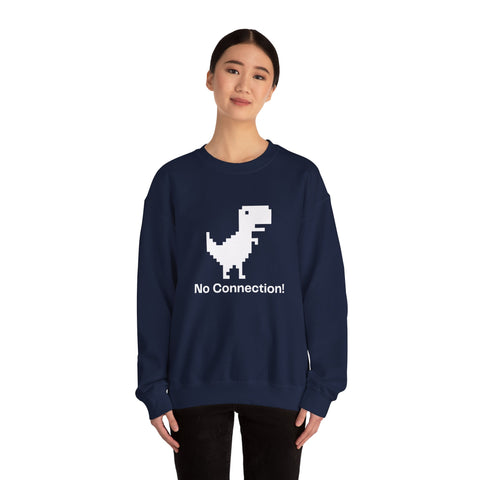 Funny Dinosaur No Connection Sweatshirt, Unisex Crewneck, Gamers Gift, Perfect for Tech Lovers and Online Students, Birthday Gift, Everyday