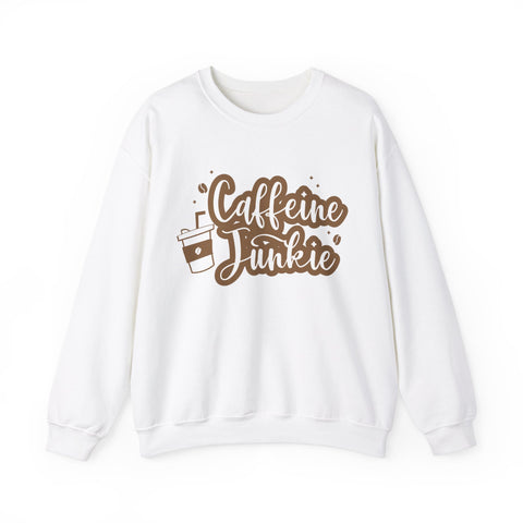 Caffeine Junkie Crewneck Sweatshirt | Cozy Gift for Coffee Lovers, Perfect for Fall, Everyday Wear, Casual Style, Gift for Her