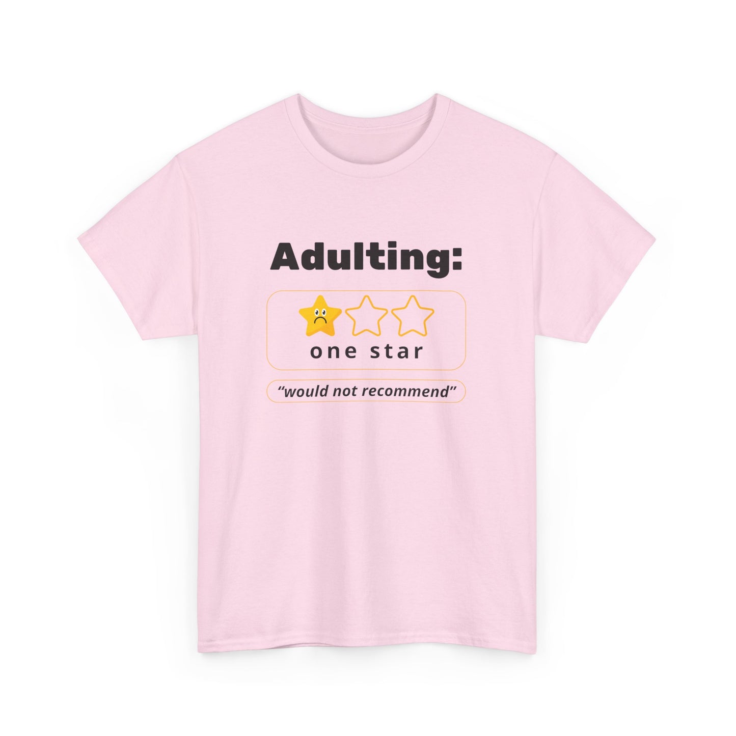 Funny Unisex Heavy Cotton Tee - 'Adulting: One Star' Graphic Tee