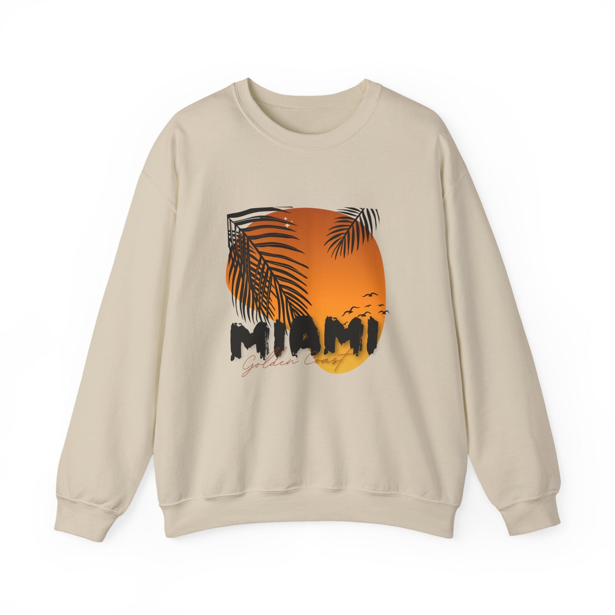 Miami Sunset Crewneck Sweatshirt, Beach Vibes Apparel, Unisex Casual Wear, Summer Fashion
