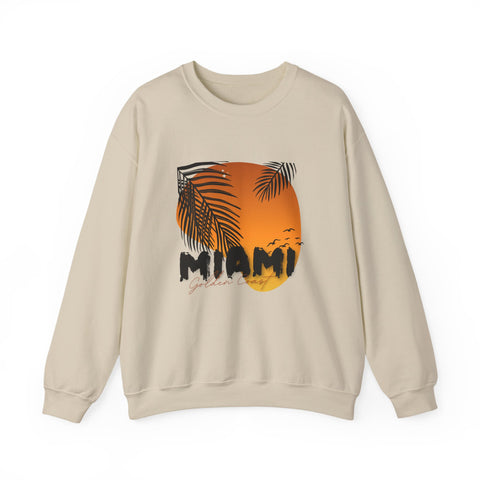 Miami Sunset Crewneck Sweatshirt, Beach Vibes Apparel, Unisex Casual Wear, Summer Fashion
