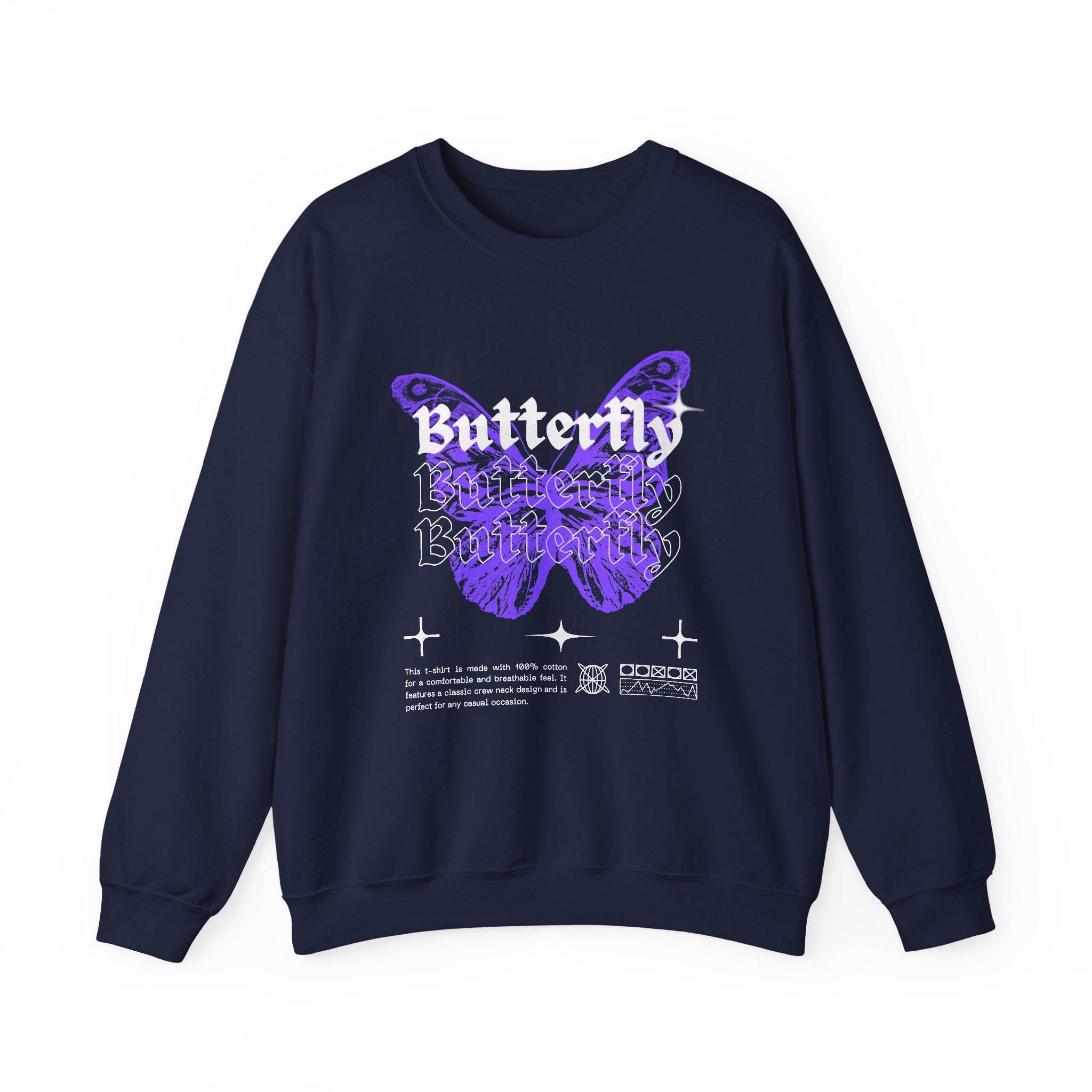 Butterfly Graphic Crewneck Sweatshirt, Unisex Sweatshirt, Cozy,Streetwear Fashion, Spring Wardrobe Essential, Butterfly Lover's Gift