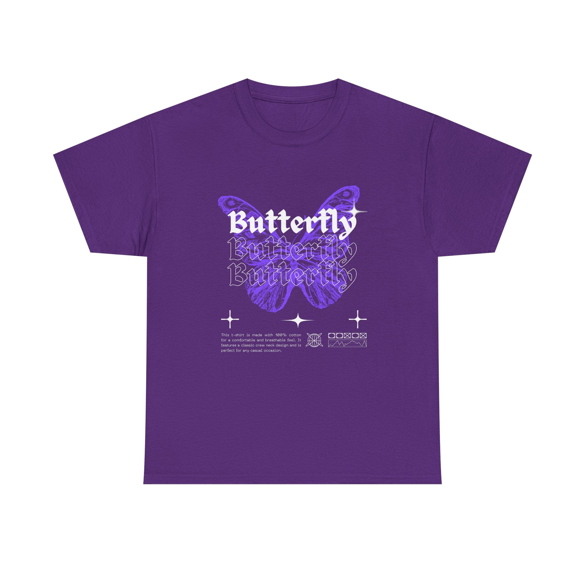 Butterfly Graphic Tee - Unisex Heavy Cotton T-Shirt, Nature Lover Gift, Casual Streetwear, Trendy Outfit, Spring Fashion
