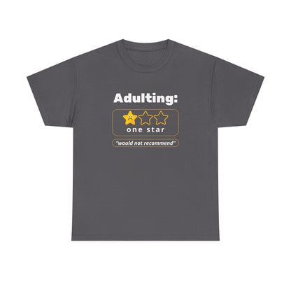 Funny Unisex Heavy Cotton Tee - 'Adulting: One Star' Graphic Tee