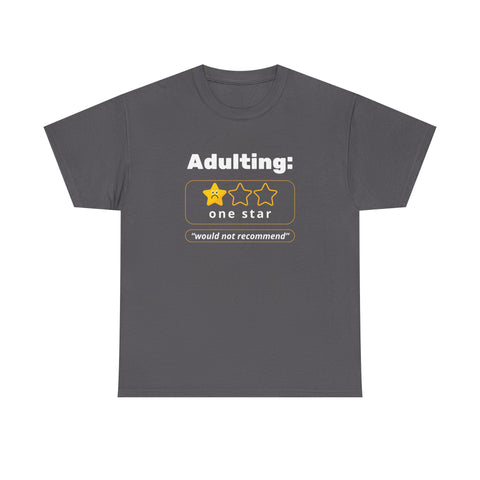 Funny Adulting Unisex Heavy Cotton Tee, Perfect Gift for Graduates, Birthdays, Casual Wear, Humor Shirt, Everyday Laughs