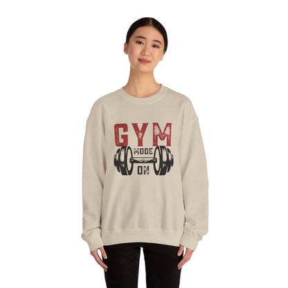 Gym Mode On Crewneck Sweatshirt - Fitness Gift, Workout Apparel, Casual Wear, Exercise Clothing, Athleisure Clothing