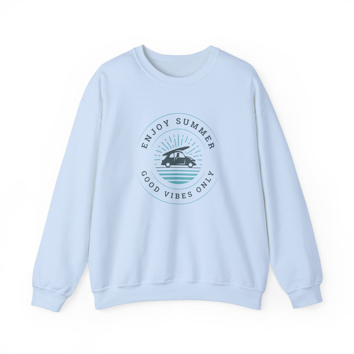 Enjoy Summer Good Vibes Crewneck Sweatshirt, Unisex Summer Apparel, Casual Layering, Beach Day Outfit, Gift for Travel Lovers