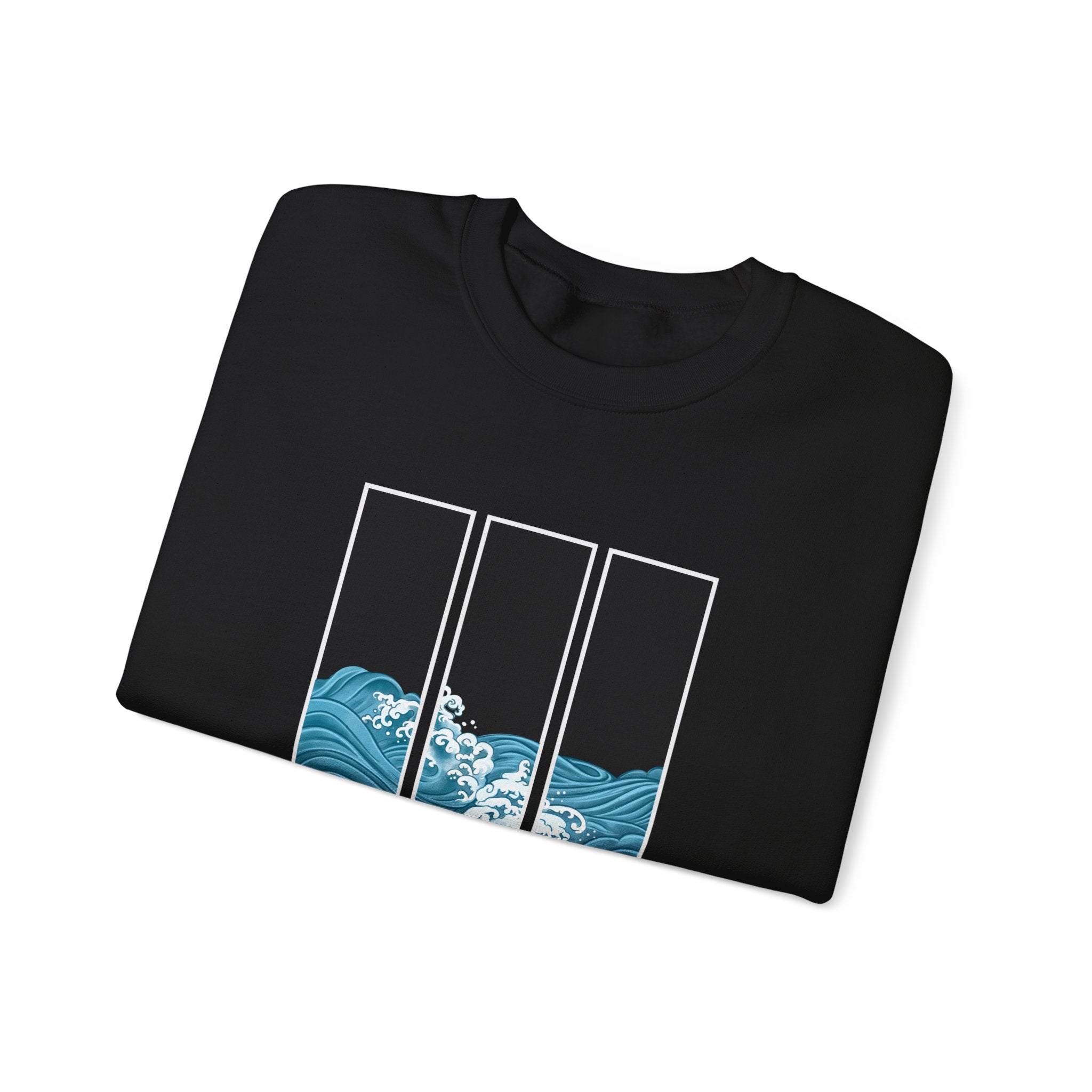 Japanese inspired Wave Art Unisex Crewneck Sweatshirt - Cozy Ocean Vibes, Perfect for Beach Lovers, Casual Wear, Summer Fashion
