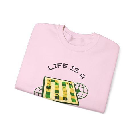 Game Board Life Is a Game Crewneck Sweatshirt, Casual Fun Gaming Sweatshirt