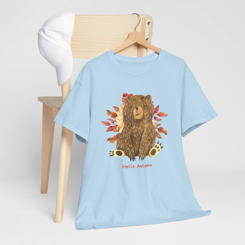 Cozy Autumn Bear Tee, Perfect for Fall Celebrations, Casual Wear, Unisex Cotton T-Shirt, Cute Autumn Apparel
