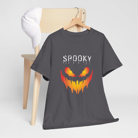 Spooky Halloween Tees, Unisex Heavy Cotton Tee for Fall, Ghostly Graphics Shirt, Halloween Apparel