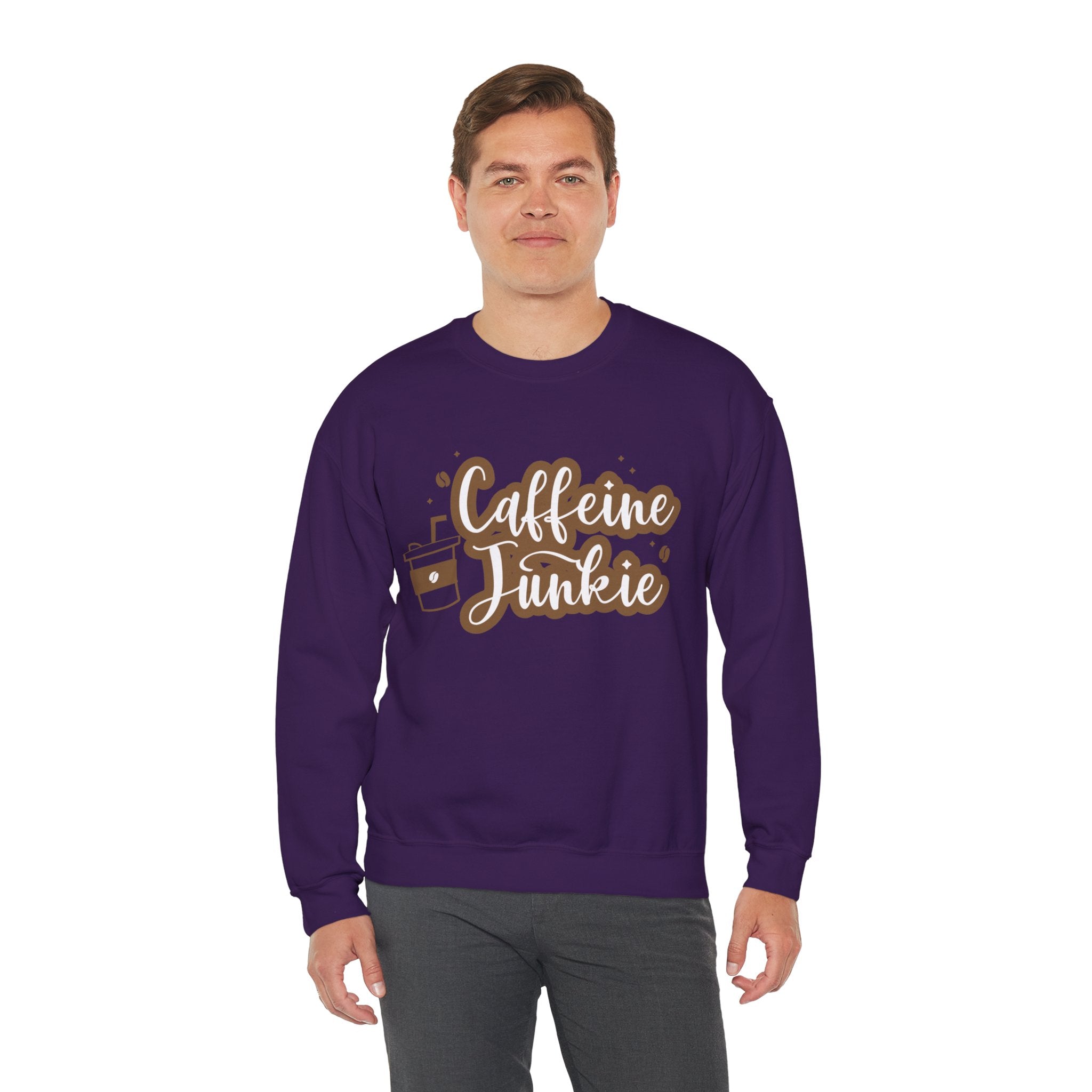 Caffeine Junkie Crewneck Sweatshirt | Cozy Gift for Coffee Lovers, Perfect for Fall, Everyday Wear, Casual Style, Gift for Her