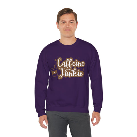 Caffeine Junkie Crewneck Sweatshirt | Cozy Gift for Coffee Lovers, Perfect for Fall, Everyday Wear, Casual Style, Gift for Her