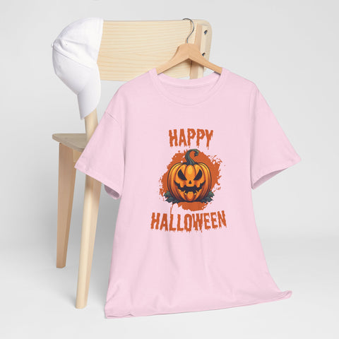 Halloween Unisex Heavy Cotton Tee, Spooky Pumpkin Graphic, Fall Festival Shirt, Halloween Party Top, Casual Autumn Apparel