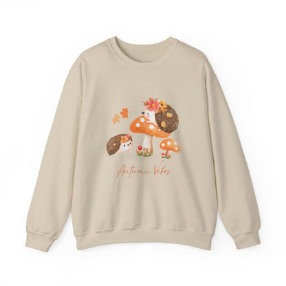 Autumn Vibes Unisex Crewneck Sweatshirt, Cozy Fall Sweater, Hedgehog Design, Perfect Gift for Nature Lovers, Seasonal Apparel, Casual