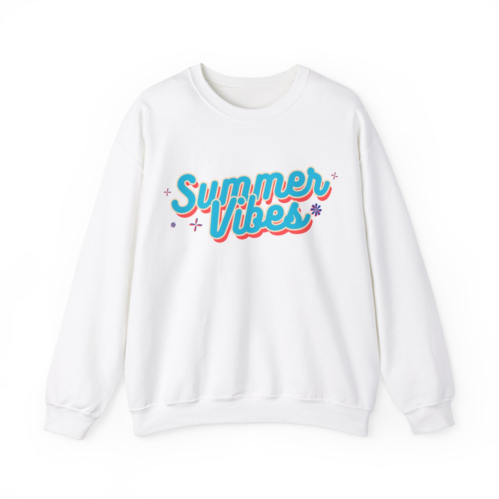 Retro Summer Vibes Crewneck Sweatshirt, Cozy Unisex Pullover, Perfect for Pool Parties, Beach Days, Summer Festivals, Gift Idea