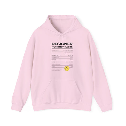 Creative Vibes Unisex Hoodie - Designer Nutrition Facts, Cozy Sweatshirt, Gift for Artists, Motivational Apparel, Inspiring Fashion