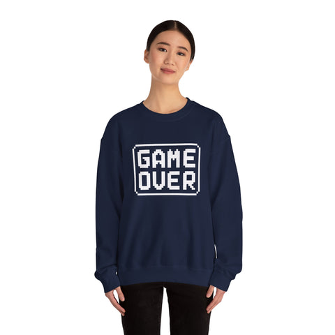 Pixel Art Game Over Sweatshirt, Retro Gaming Sweater, Cozy Unisex Pullover, Perfect Gift for Gamers, Versatile Casual Wear