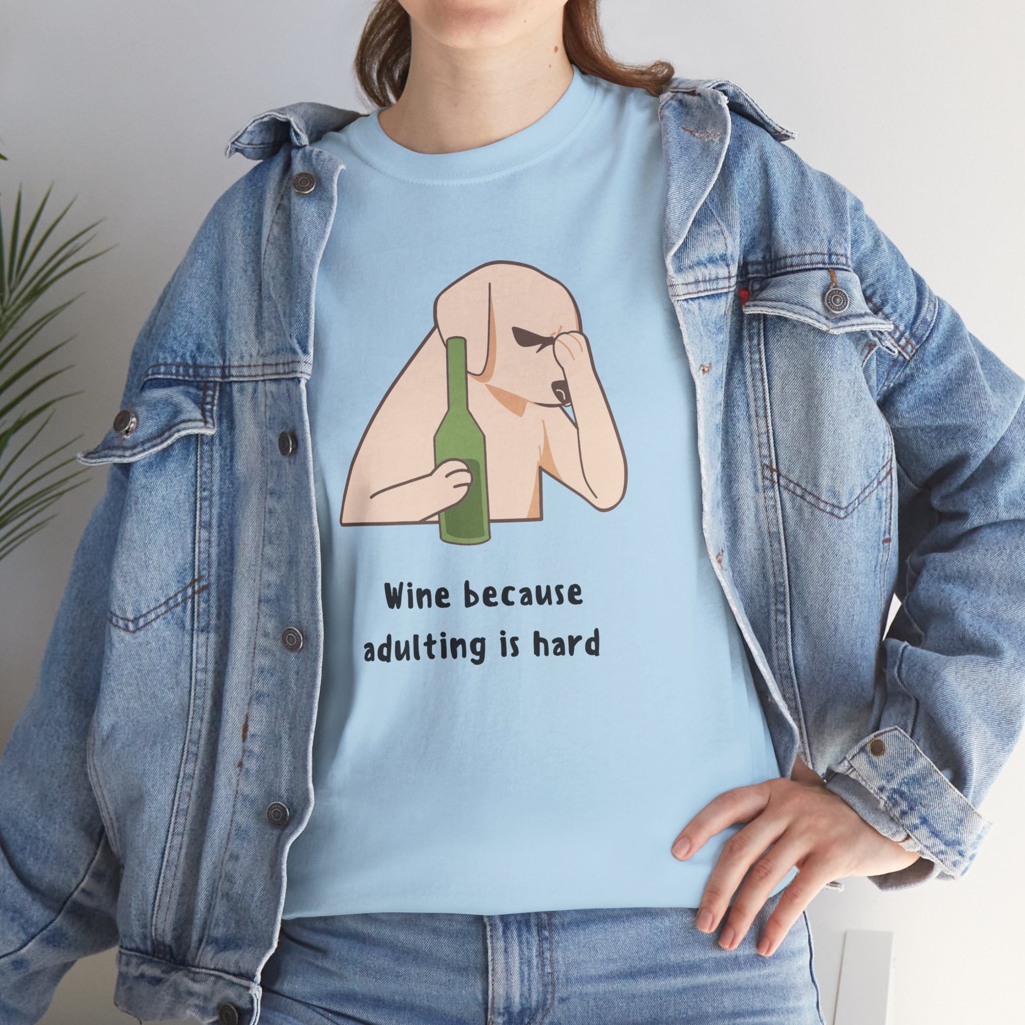 Funny Adulting Graphic Tee, Wine Lover Shirt, Humor Gift for Friends, Birthday, Relaxed Fit Unisex Cotton Top, Casual Wear