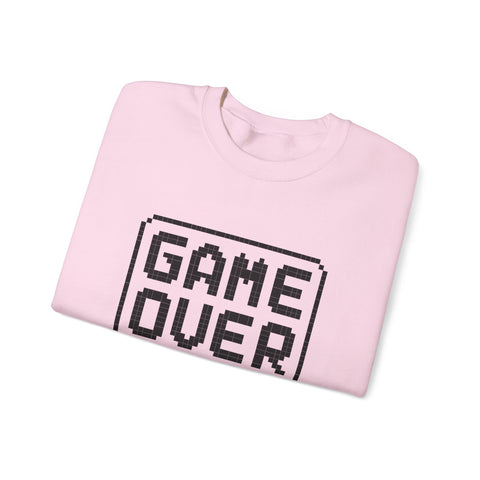 Pixel Art Game Over Sweatshirt, Retro Gaming Sweater, Cozy Unisex Pullover, Perfect Gift for Gamers, Versatile Casual Wear