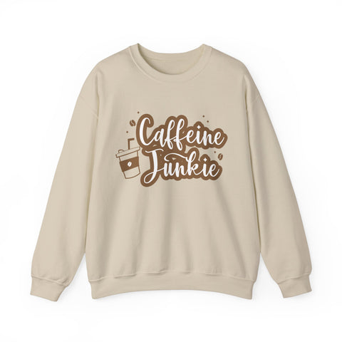 Caffeine Junkie Crewneck Sweatshirt | Cozy Gift for Coffee Lovers, Perfect for Fall, Everyday Wear, Casual Style, Gift for Her
